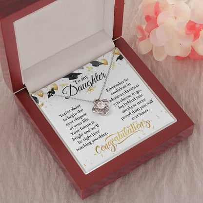 Daughter Congratulations on Your Graduation Your Future is Bright Love Knot Pendant Necklace - Mallard Moon Gift Shop