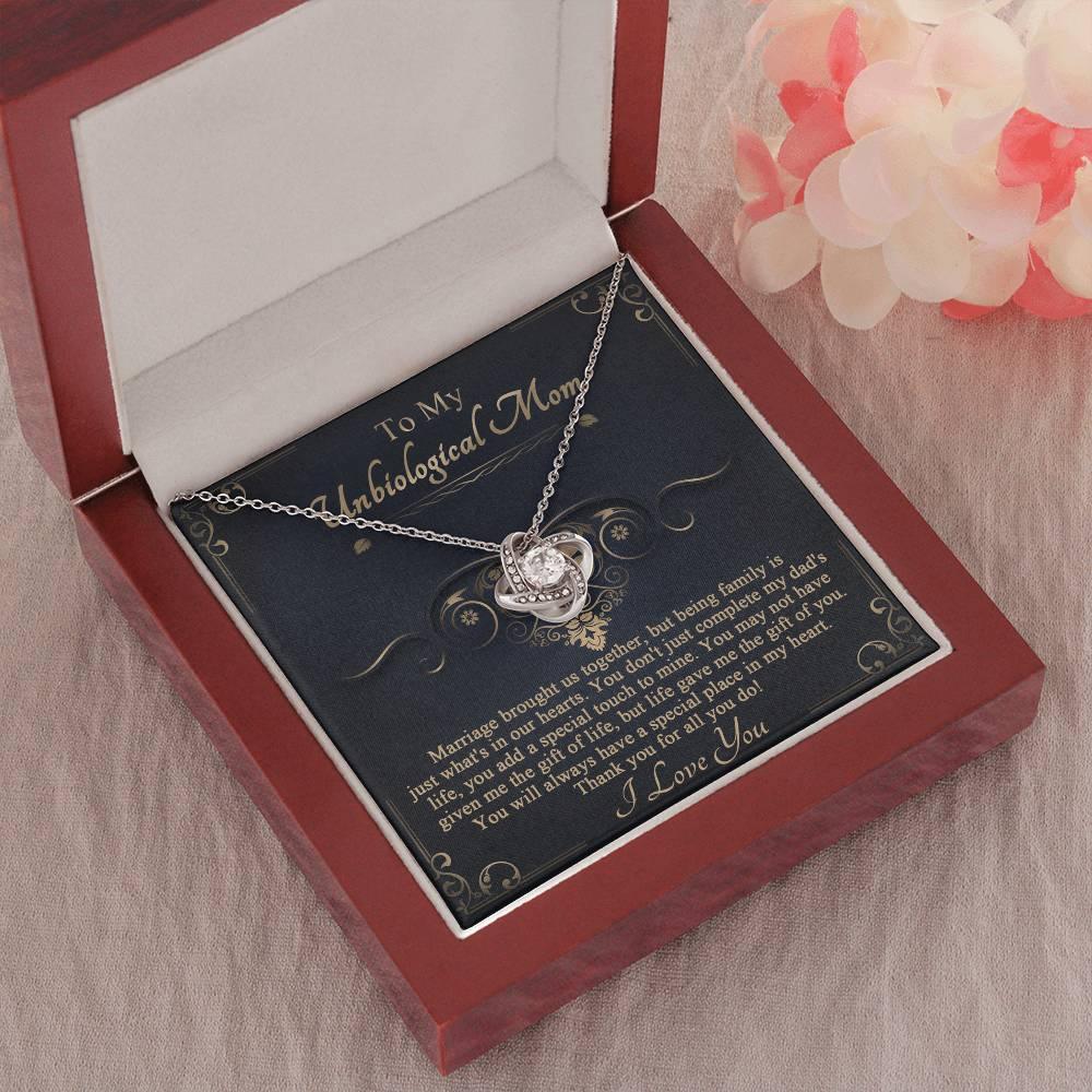Gift for Unbiological Mother You Complete my Dad's Life Love Knot Pendant Necklace - Mallard Moon Gift Shop