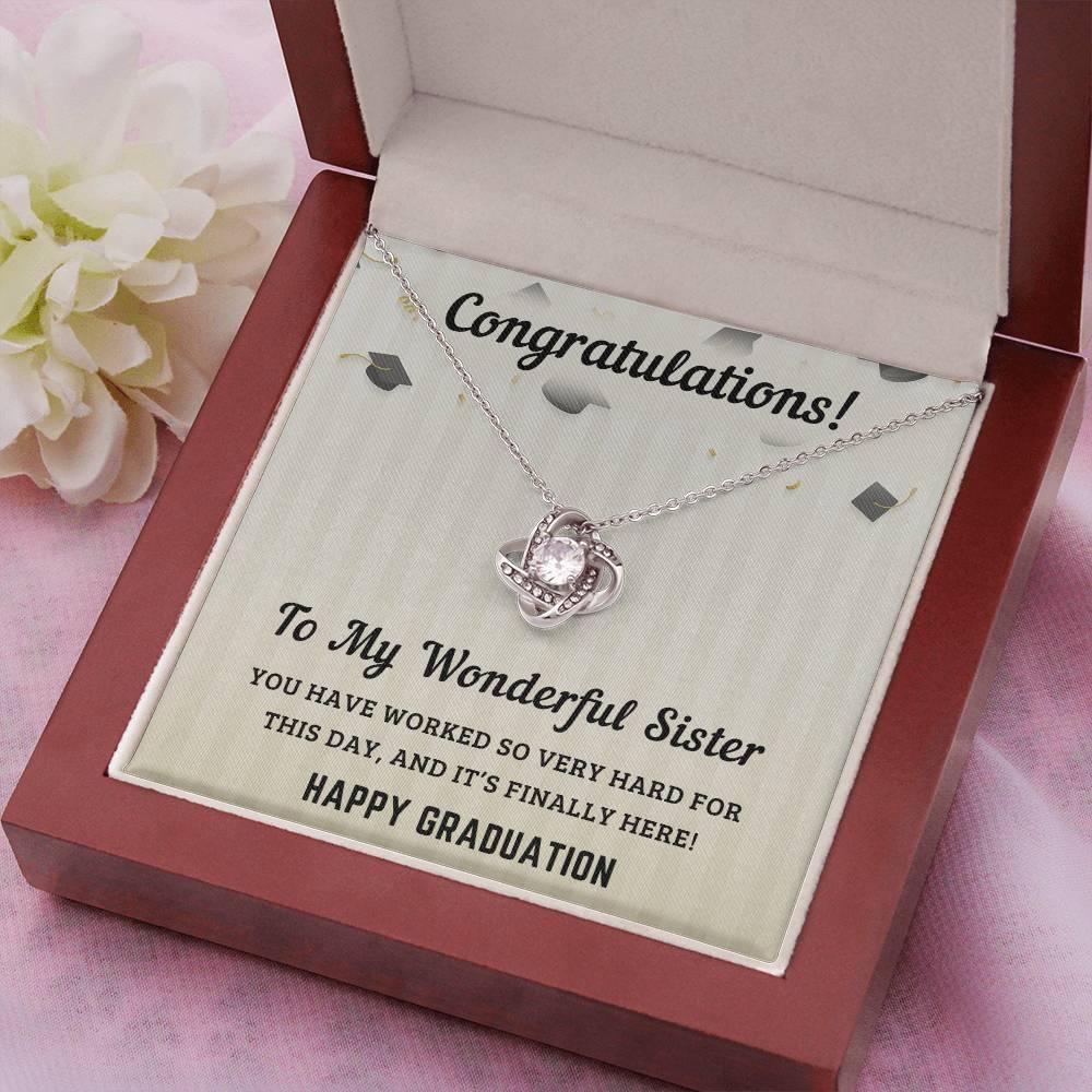 Sister Graduation Gift Congratulations You Have Worked So Hard Love Knot Pendant Necklace - Mallard Moon Gift Shop