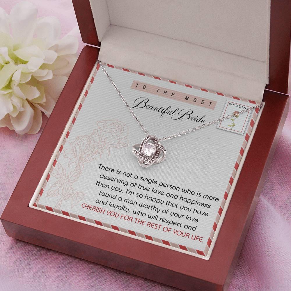 To The Beautiful Bride Wedding Gift Love Knot Pendant Necklace - Mallard Moon Gift Shop