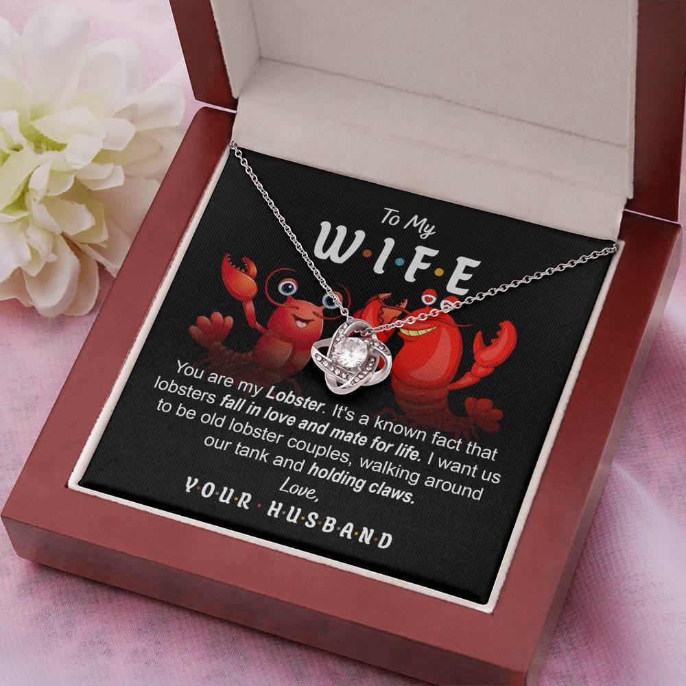 To My Wife - Old Lobster Couples Love Knot Pendant Necklace - Mallard Moon Gift Shop