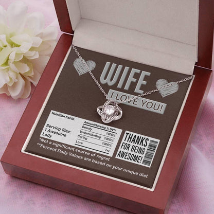 Gift for Wife - Nutrition Facts Love Knot Pendant Necklace - Mallard Moon Gift Shop