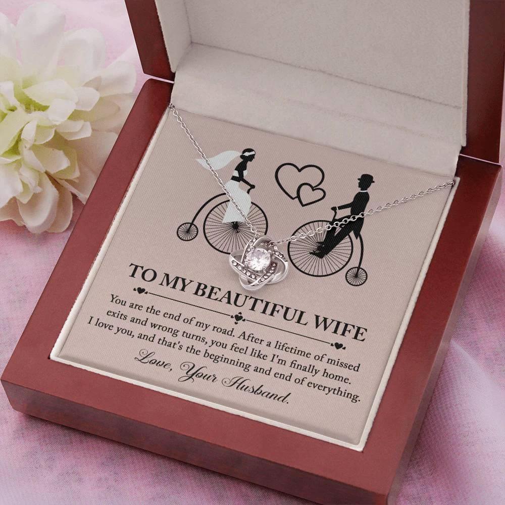 Wife Wedding Day Gift - I'm Finally Home Love Knot Pendant Necklace