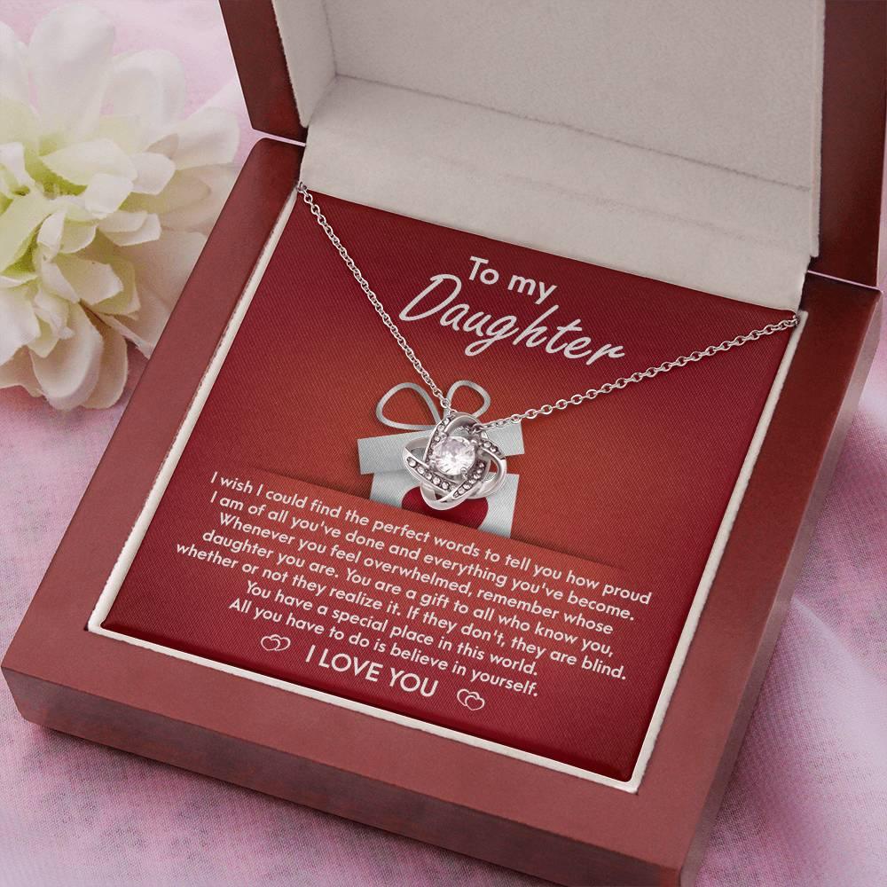 To My Daughter - Proud of You Love Knot Pendant Necklace - Mallard Moon Gift Shop