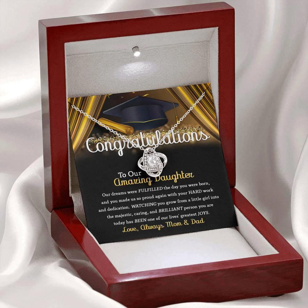 Daughter Graduation Jewelry Necklace with Message Card from Mom and Dad - You Made Us So Proud