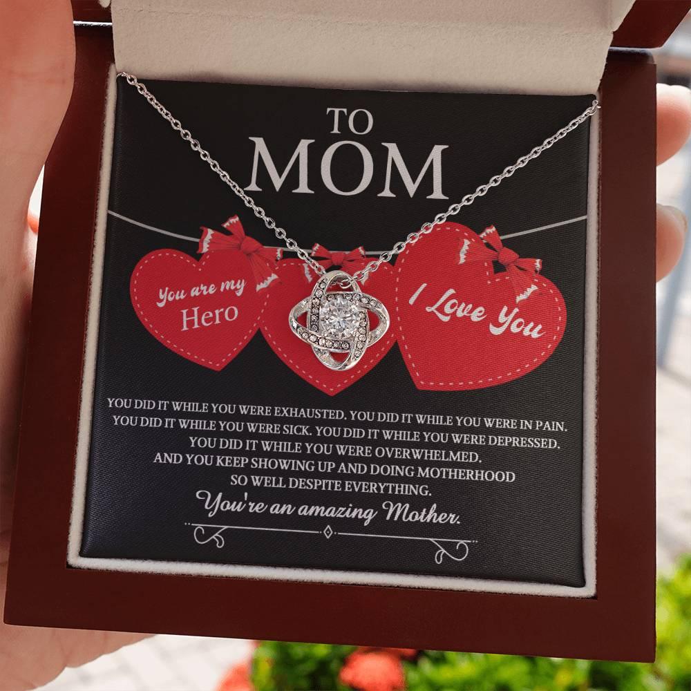 Gift for Mom You Are My Hero Love Knot Necklace - Mallard Moon Gift Shop