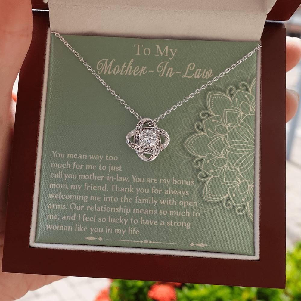 Mother-In-Law Gift - I Feel Lucky to Have A Strong Woman in My Life Love Knot Necklace - Mallard Moon Gift Shop