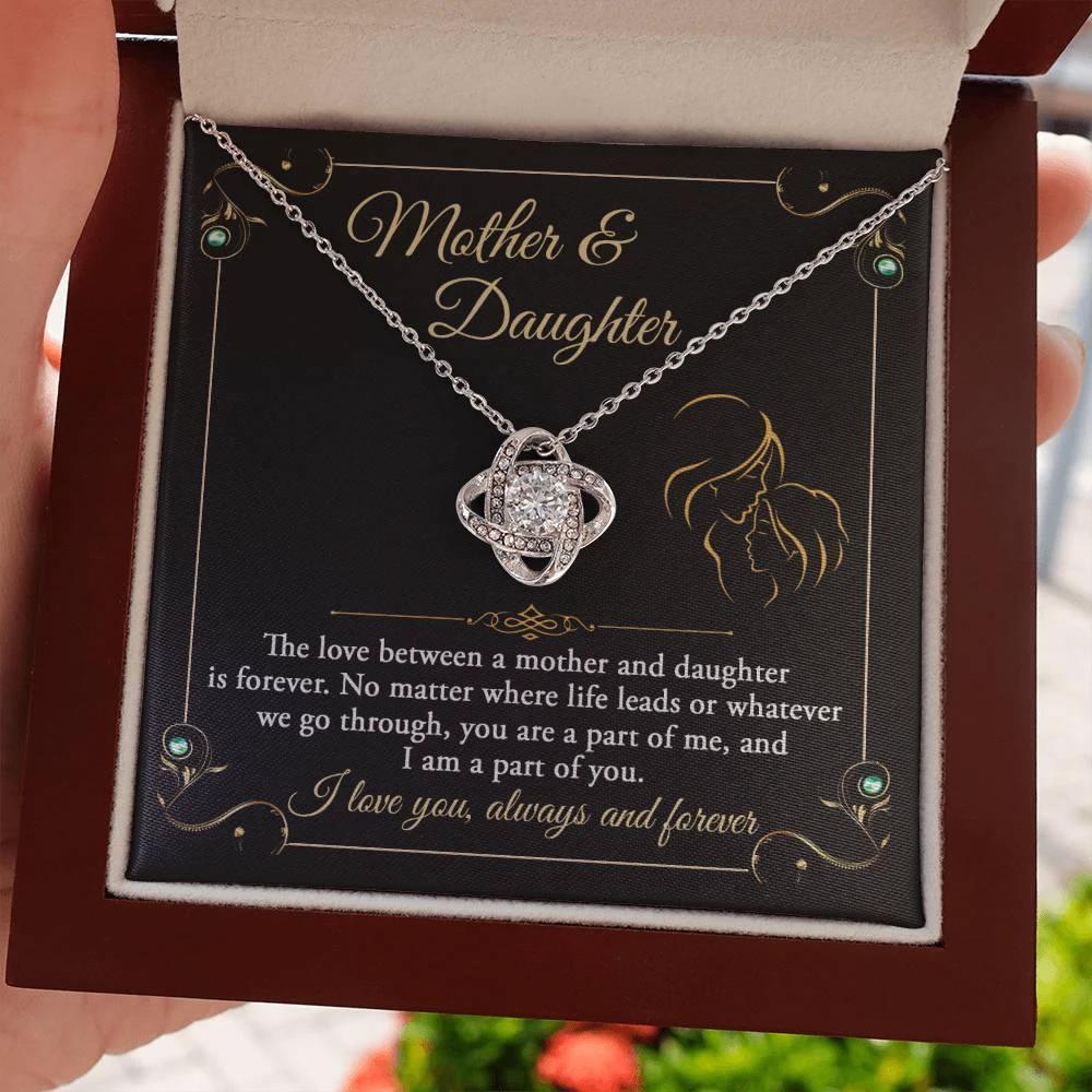Mother and Daughter- You are a Part Of Me and I am a Part of You Love Knot Necklace