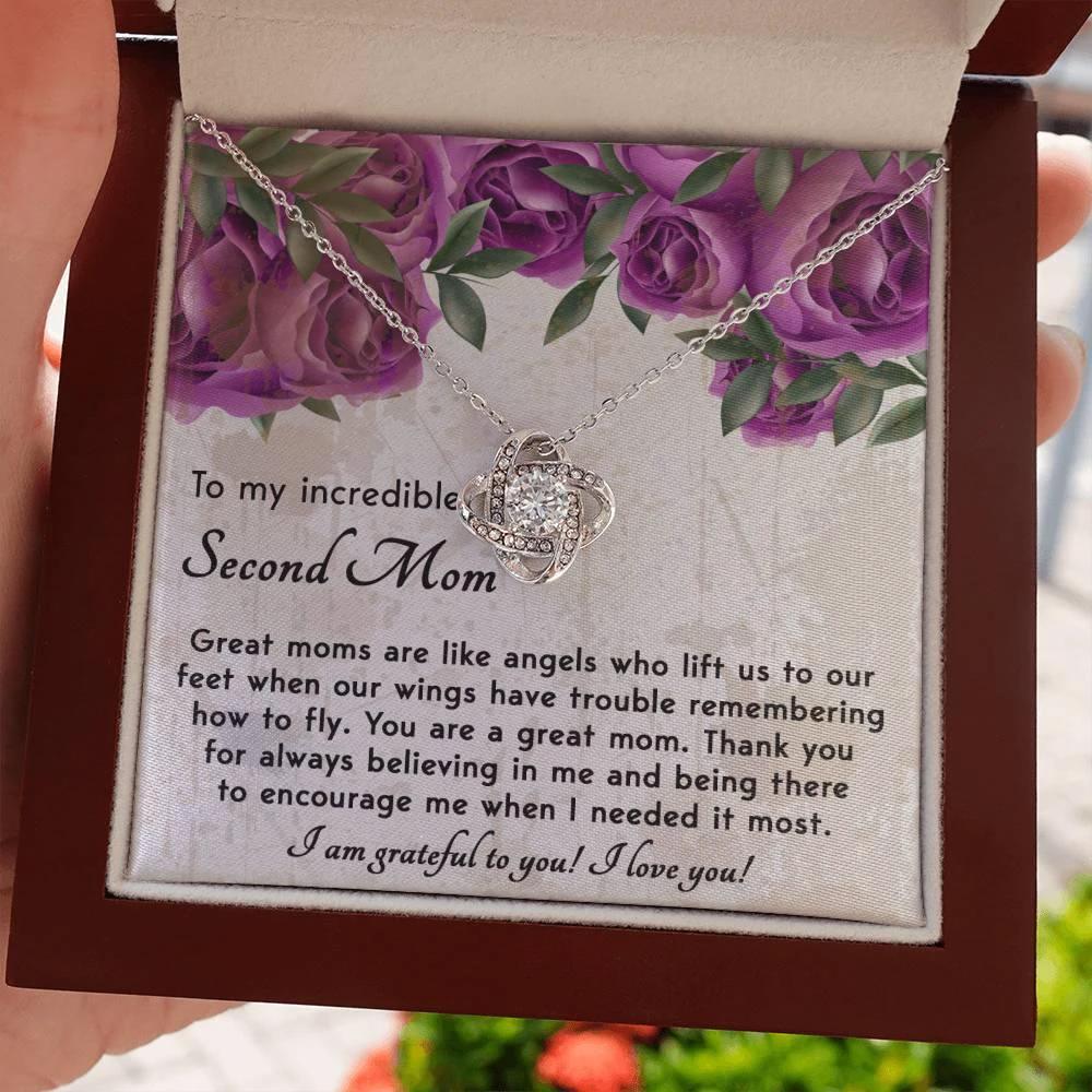 Bonus Mom Gift I am Grateful For You Love Knot Necklace