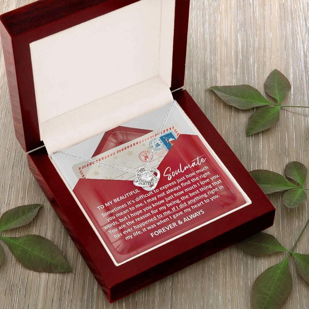 Soulmate Love Knot Necklace – “Forever & Always” Letter-Inspired Romantic Gift for Her