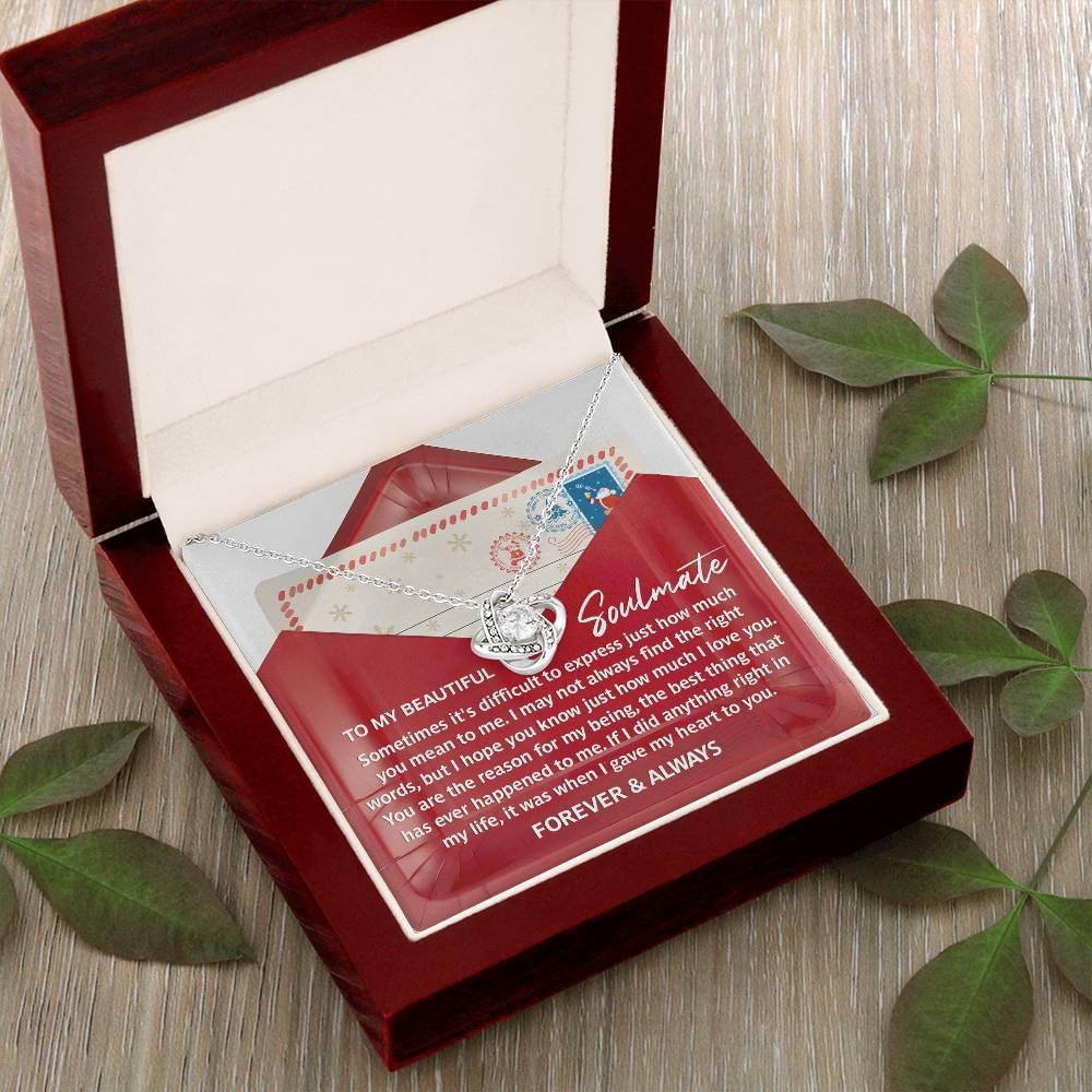 Gift for Soulmate - Right Words - Love Knot Pendant Necklace - Mallard Moon Gift Shop