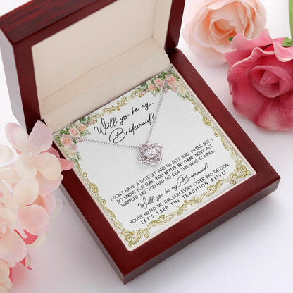Bridesmaid Proposal Gift Keep The Tradition Alive Love Knot Pendant Necklace - Mallard Moon Gift Shop