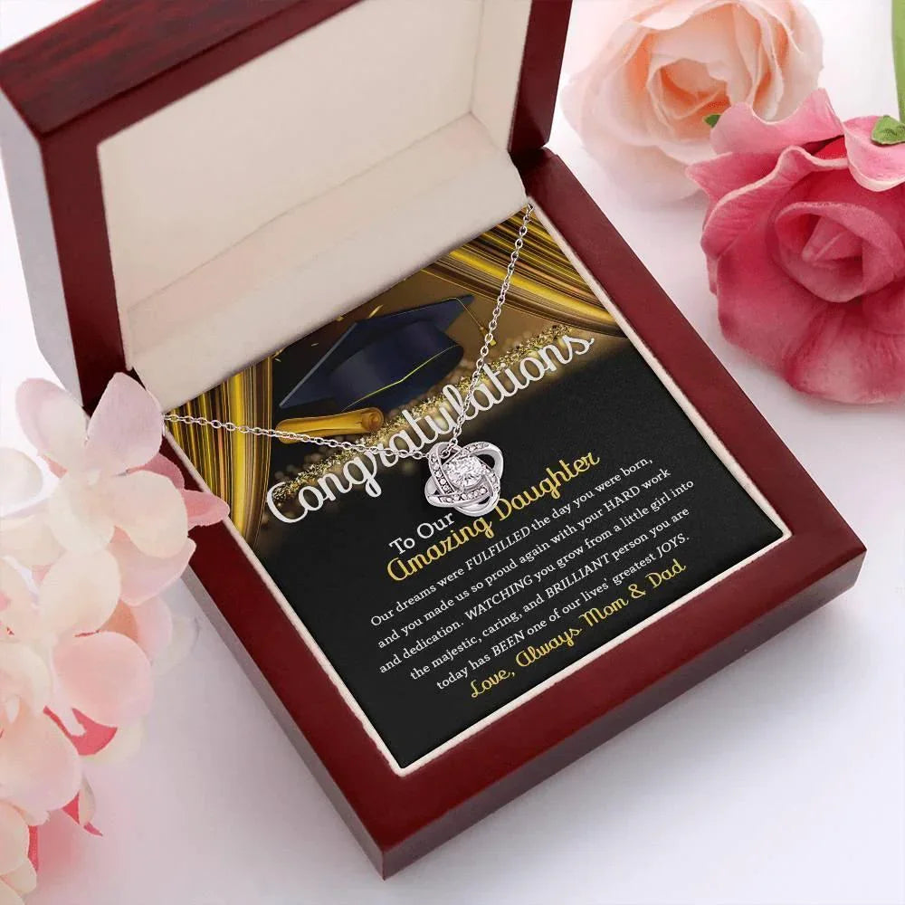 Daughter Graduation Jewelry Necklace with Message Card from Mom and Dad - You Made Us So Proud