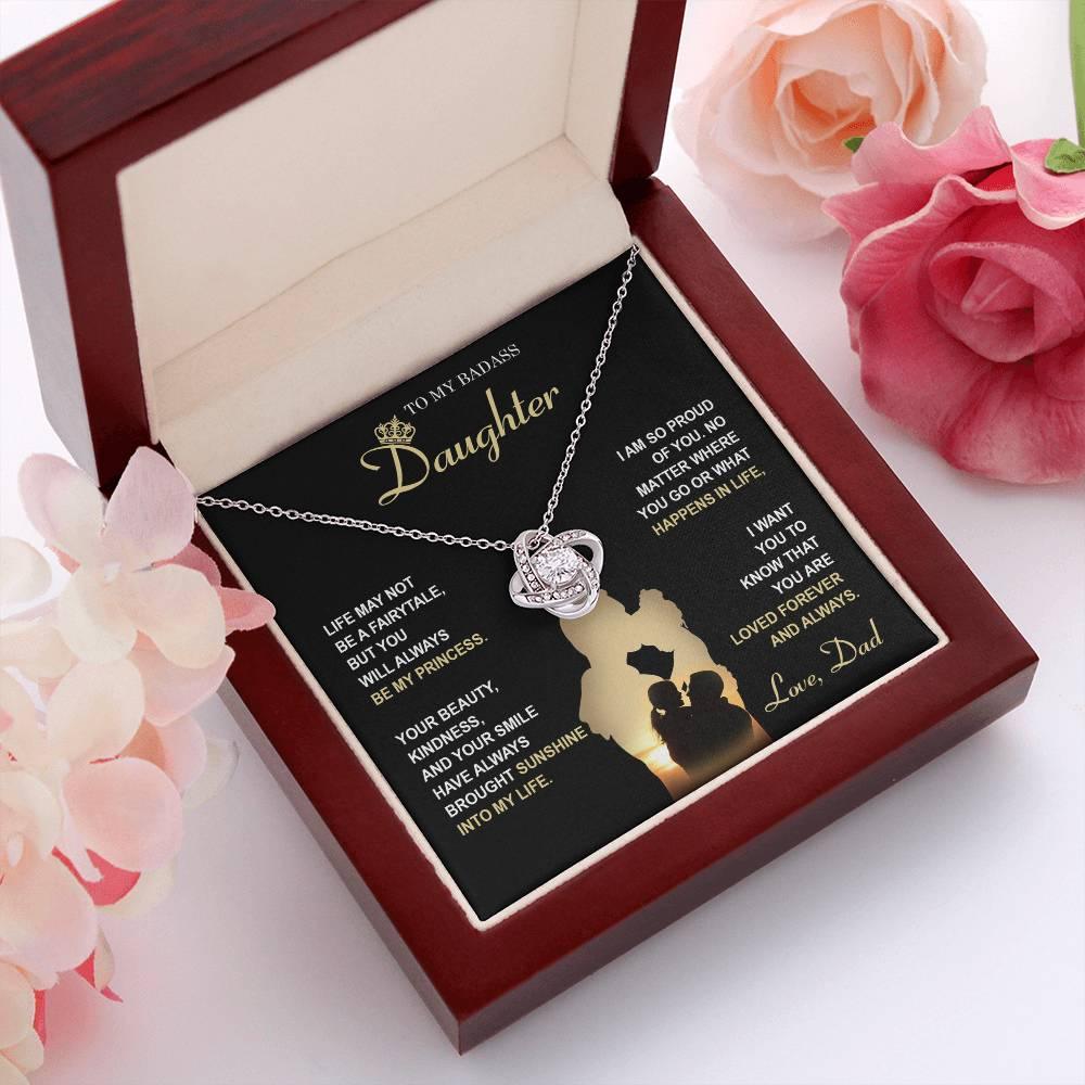 Daughter Wedding Day Gift - Be My Princess - Love Knot Pendant Necklace - Mallard Moon Gift Shop