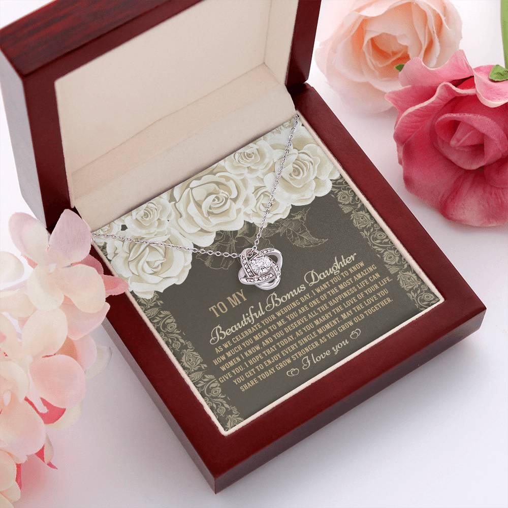 Bonus Daughter Wedding Day Gift - Grow Old Together - Love Knot Pendant Necklace - Mallard Moon Gift Shop