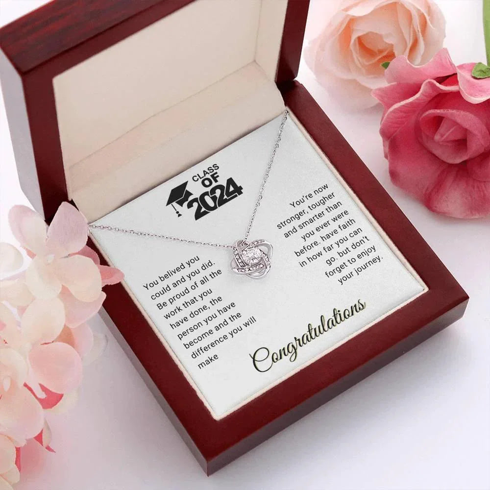 Graduation Gift Class of 2024 You Believed you Could Congratulations Love Knot Pendant Necklace