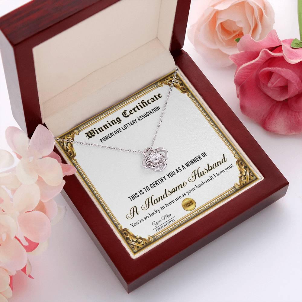 Wife Wedding Day, Anniversary, Birthday Gift - Winning Certificate - Love Knot Pendant Necklace - Mallard Moon Gift Shop