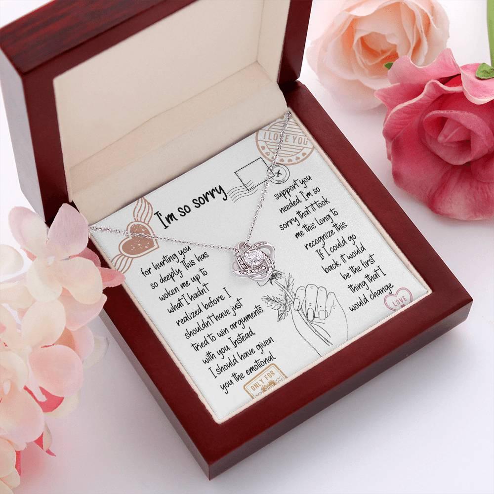 Apology Gift for Girlfriend, Wife, Soulmate, Emotional Support - Love Knot Pendant Necklace - Mallard Moon Gift Shop