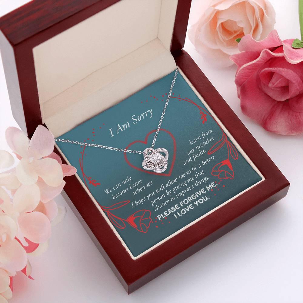 Apology Gift for Girlfriend, Wife, Soulmate - Sorry, Mistakes And Faults - Love Knot Pendant Necklace - Mallard Moon Gift Shop