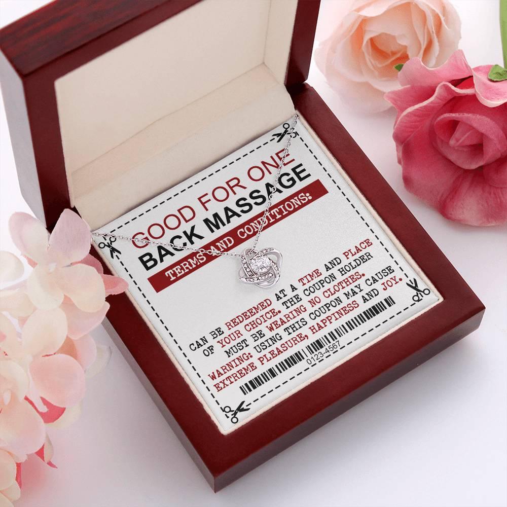 Gift for Wife Back Massage Coupon Love Knot Pendant Necklace - Mallard Moon Gift Shop