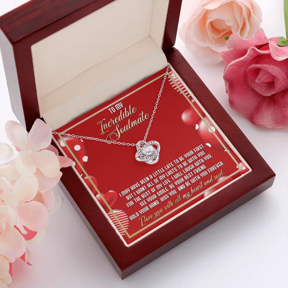 Gift for Soulmate - I Love You with All My Heart and Soul - Love Knot Necklace