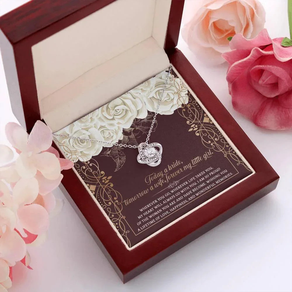 Daughter Wedding Day Gift - Wonderful Memories - Love Knot Pendant Necklace