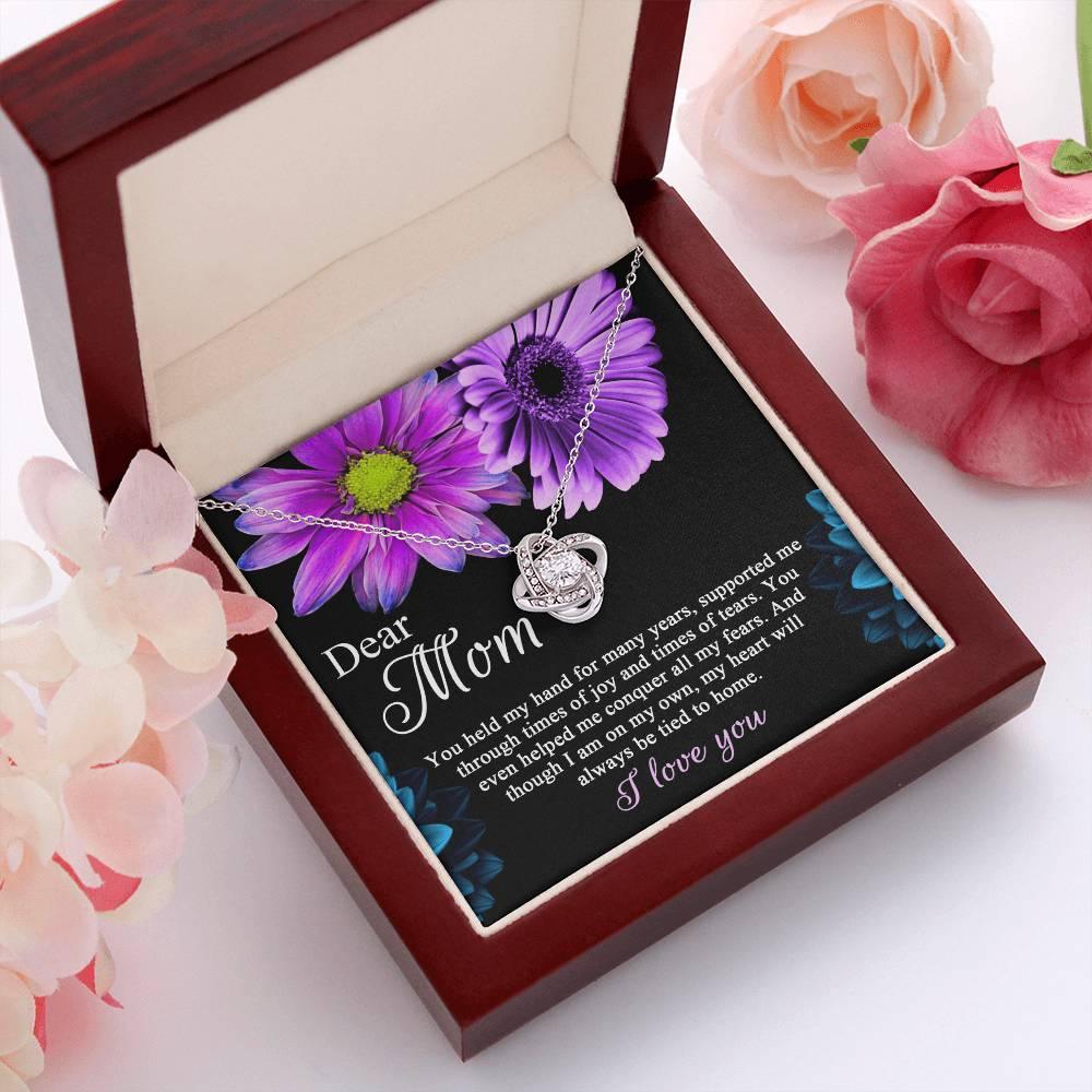 Dear Mom You Held My Hand Through the Years Love Knot Necklace - Mallard Moon Gift Shop