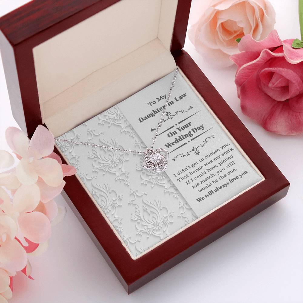 Daughter-In-Law Wedding Day Gift My Son Chose You Love Knot Pendant Necklace - Mallard Moon Gift Shop