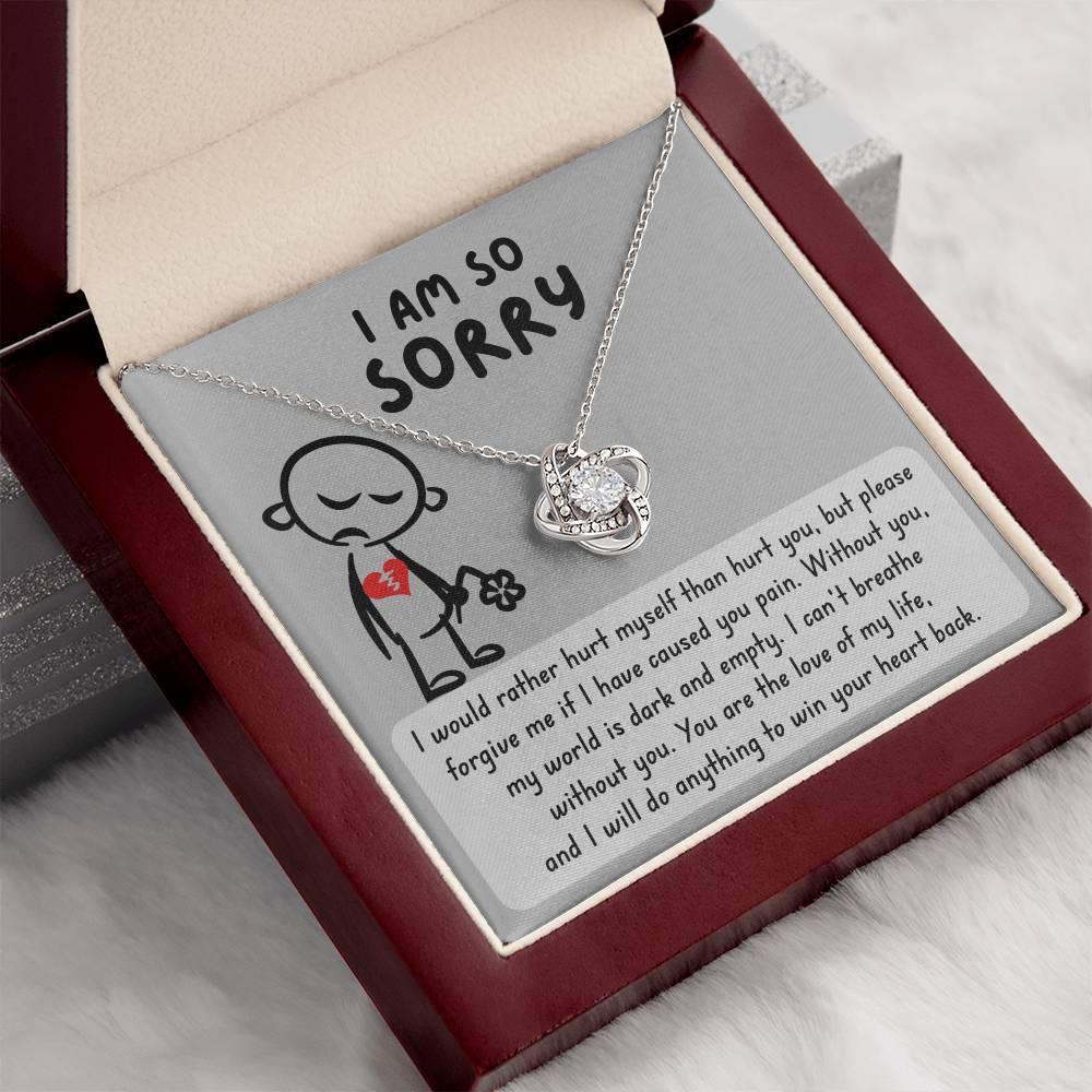 Apology Gift for Girlfriend, Wife, Soulmate - Sorry, Dark And Empty - Love Knot Pendant Necklace - Mallard Moon Gift Shop