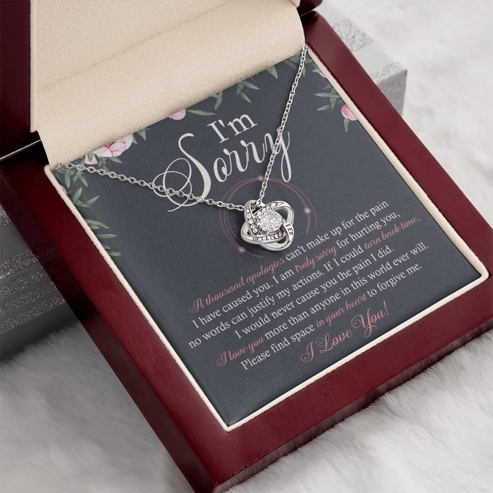 Apology Gift for Girlfriend, Wife, Soulmate - Sorry, World Ever Will - Love Knot Pendant Necklace - Mallard Moon Gift Shop
