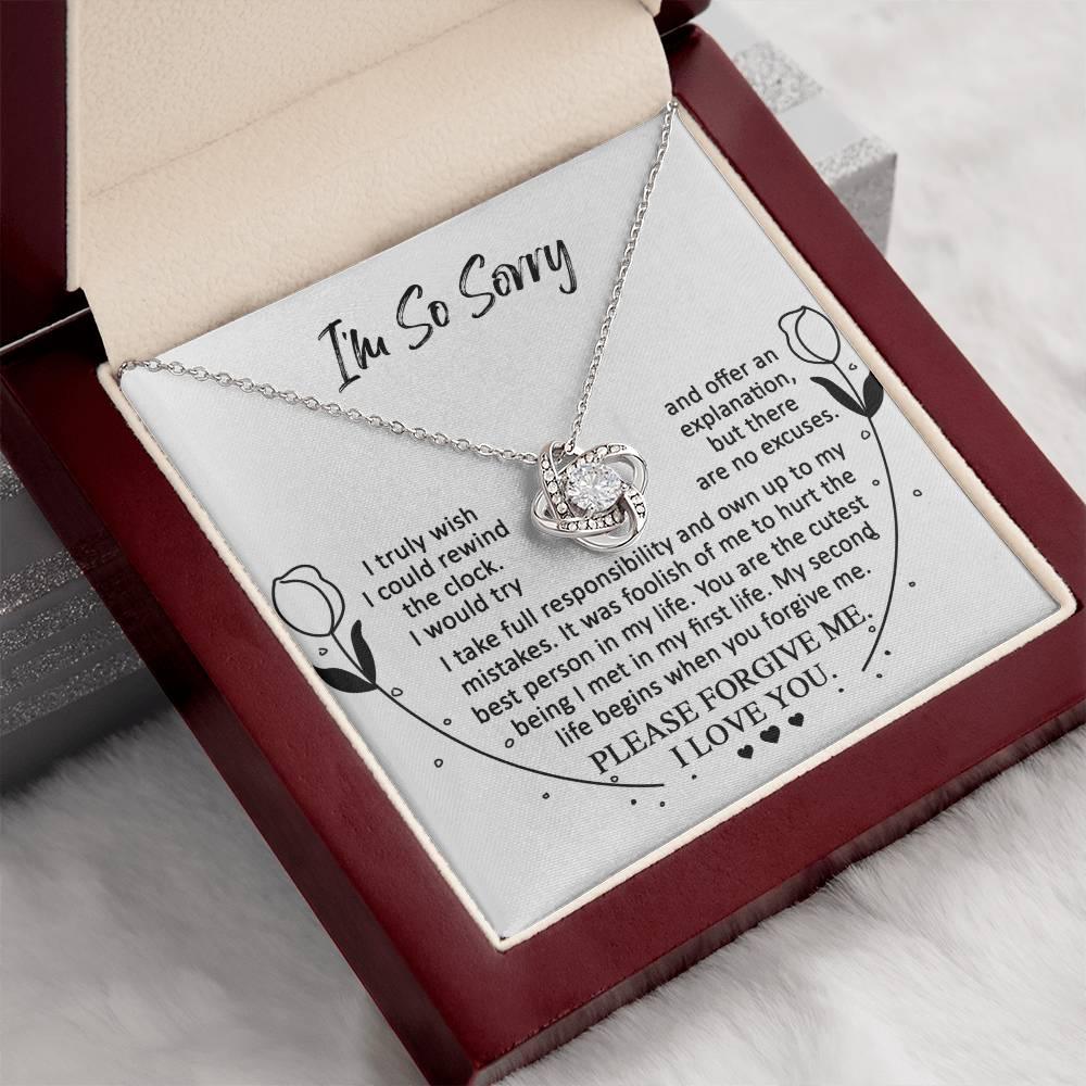 Apology Gift for Girlfriend, Wife, Soulmate - Sorry, My First Life - Love Knot Pendant Necklace - Mallard Moon Gift Shop