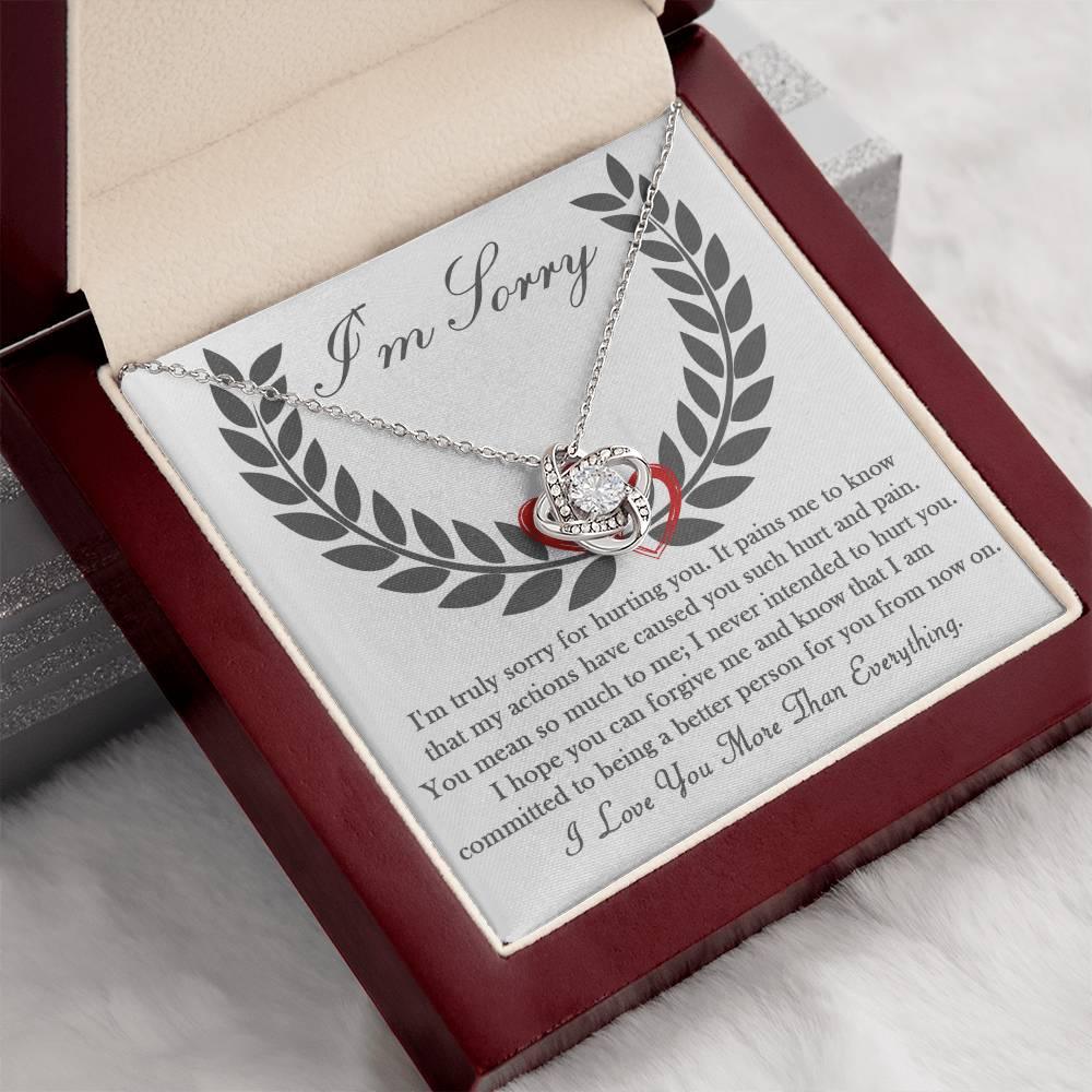 Apology Gift for Girlfriend, Wife, Soulmate - Sorry, From Now On - Love Knot Pendant Necklace - Mallard Moon Gift Shop