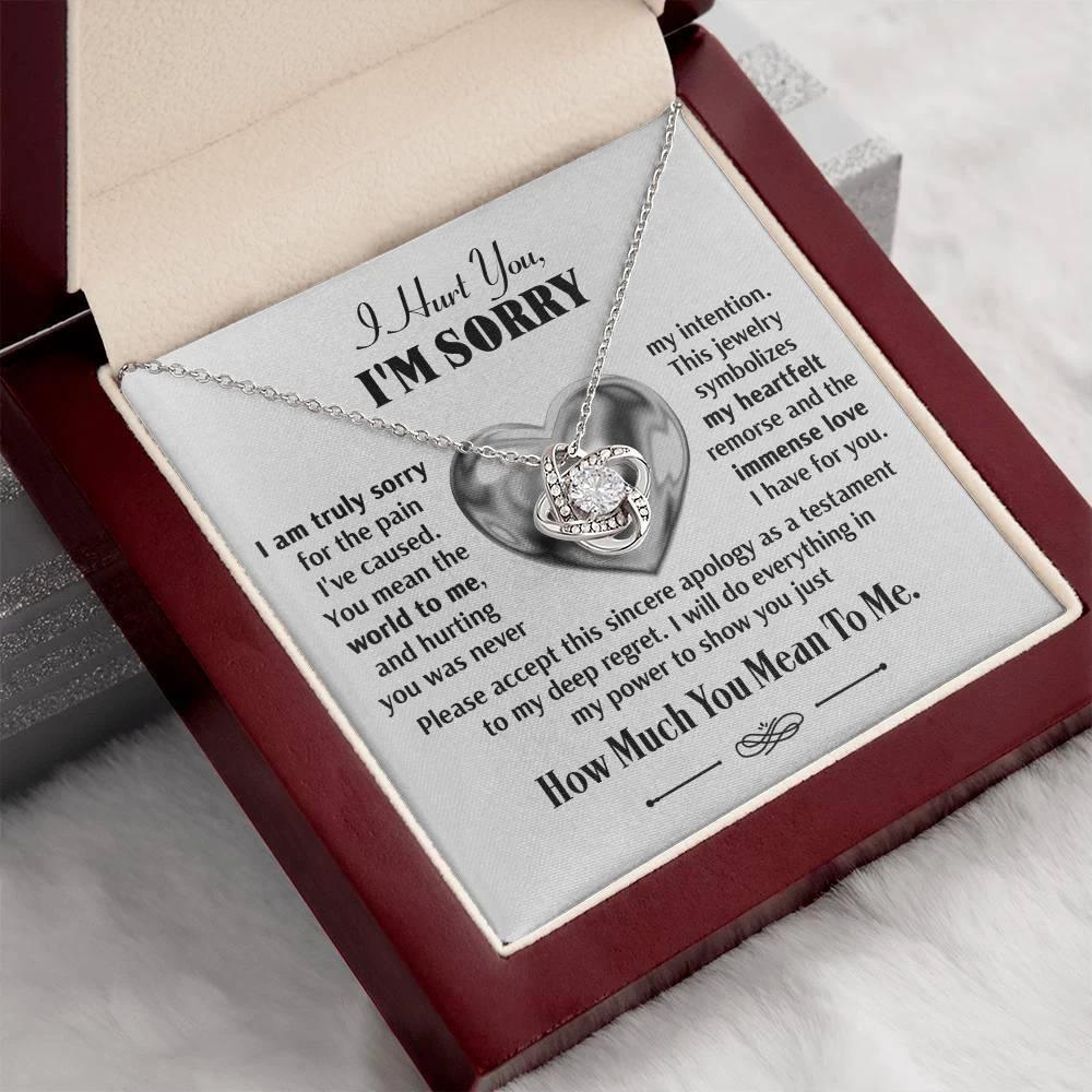 Apology Gift for Girlfriend, Wife, Soulmate - Sorry, Sincere Apology - Love Knot Pendant Necklace