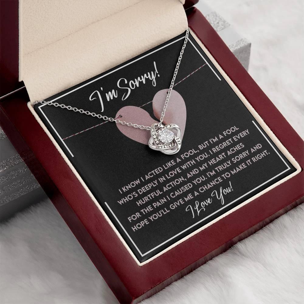 Apology Gift for Girlfriend, Wife, Soulmate - Sorry, Deeply In Love - Love Knot Pendant Necklace