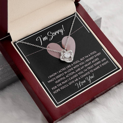 Apology Gift for Girlfriend, Wife, Soulmate - Sorry, Deeply In Love - Love Knot Pendant Necklace - Mallard Moon Gift Shop
