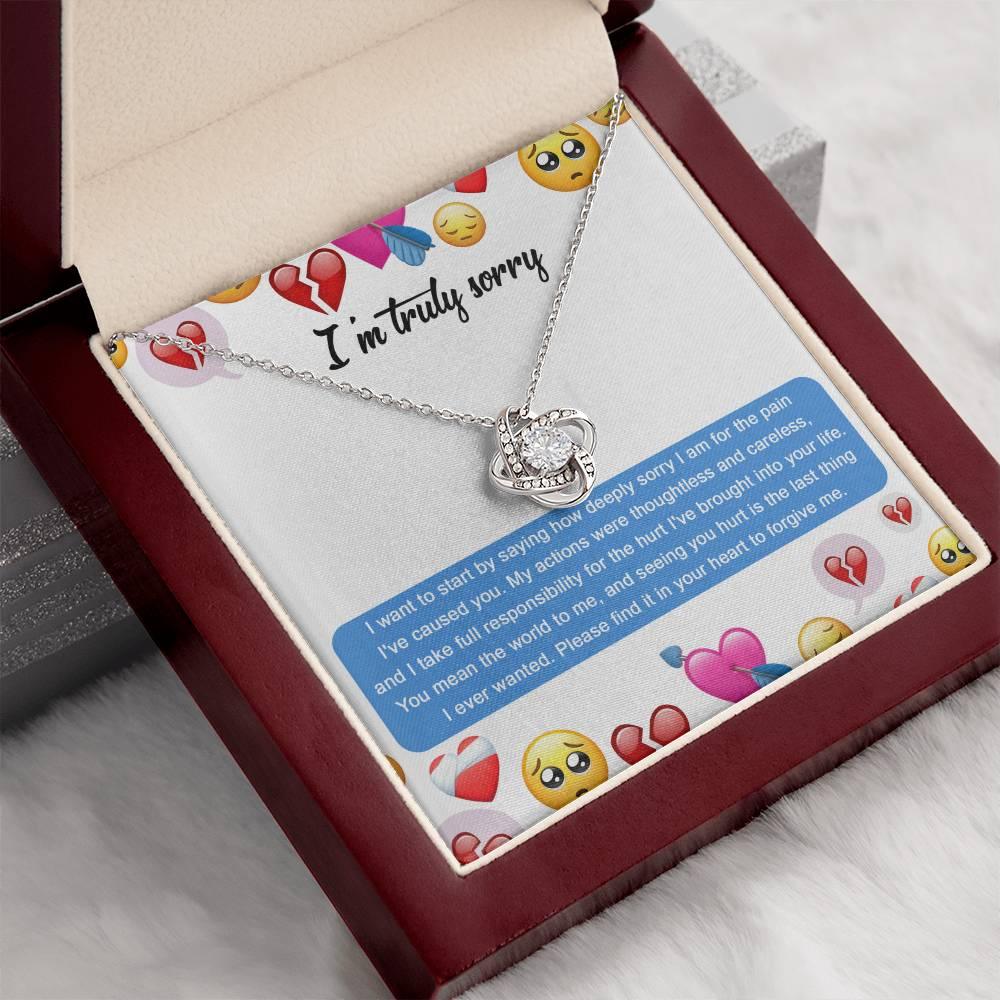 Apology Gift for Girlfriend, Wife, Soulmate - Sorry, How Deeply Sorry - Love Knot Pendant Necklace - Mallard Moon Gift Shop