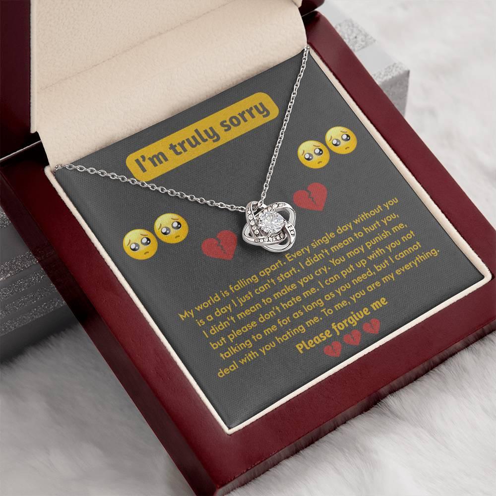 Apology Gift for Girlfriend, Wife, Soulmate - Sorry, Make You Cry - Love Knot Pendant Necklace - Mallard Moon Gift Shop