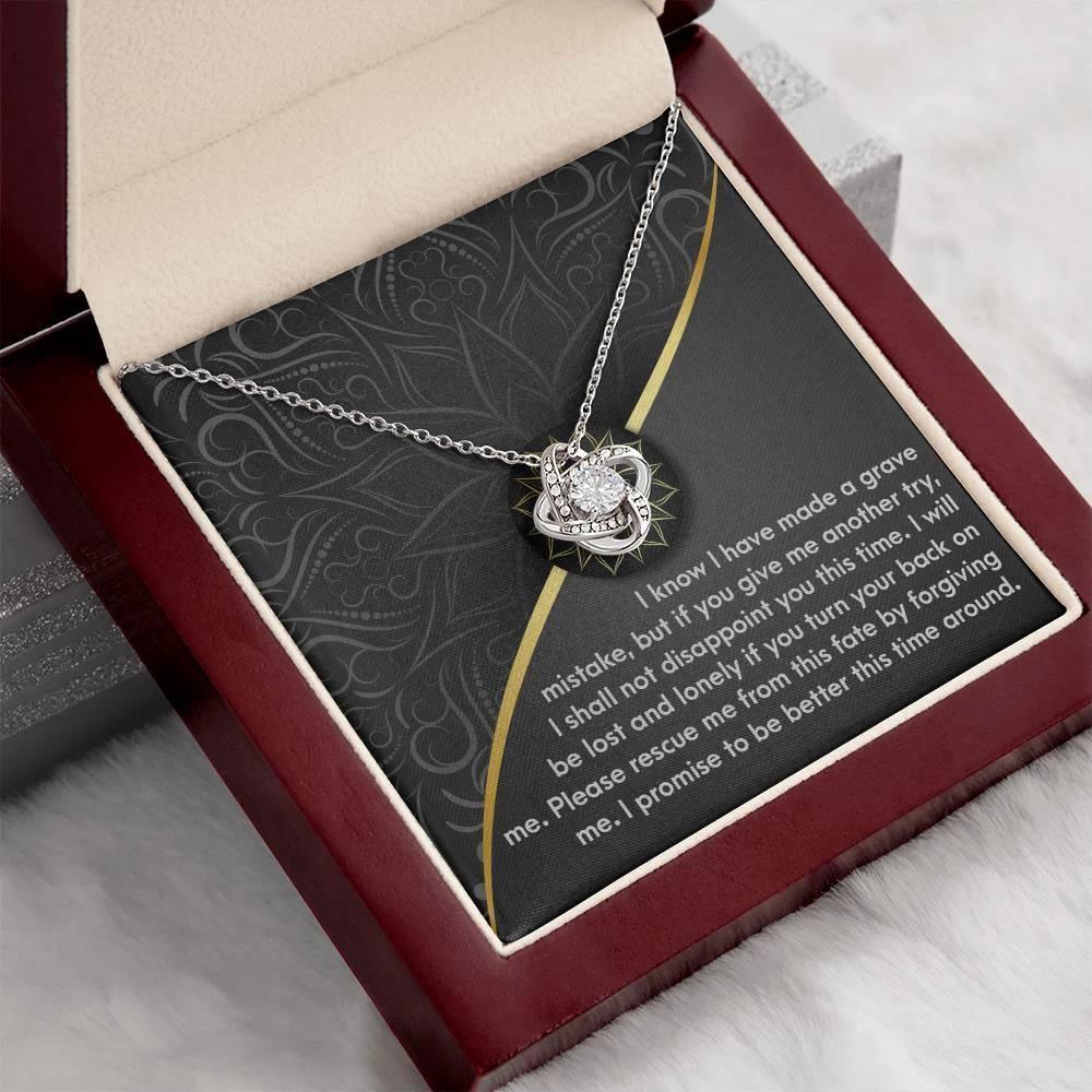 Apology Gift for Girlfriend, Wife, Soulmate-Sorry, Turn Your Back-Love Knot Pendant Necklace
