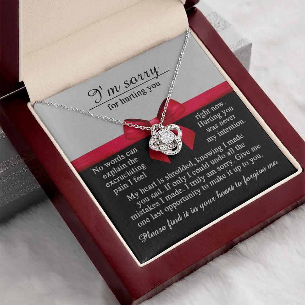 Apology Gift for Girlfriend, Wife, Soulmate - Sorry, Made You Sad - Love Knot Pendant Necklace