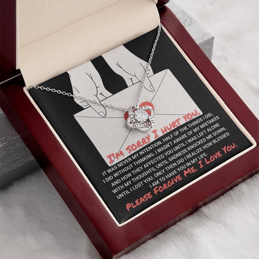 Apology Gift for Girlfriend, Wife, Soulmate-Sorry, Without Thinking - Love Knot Pendant Necklace - Mallard Moon Gift Shop