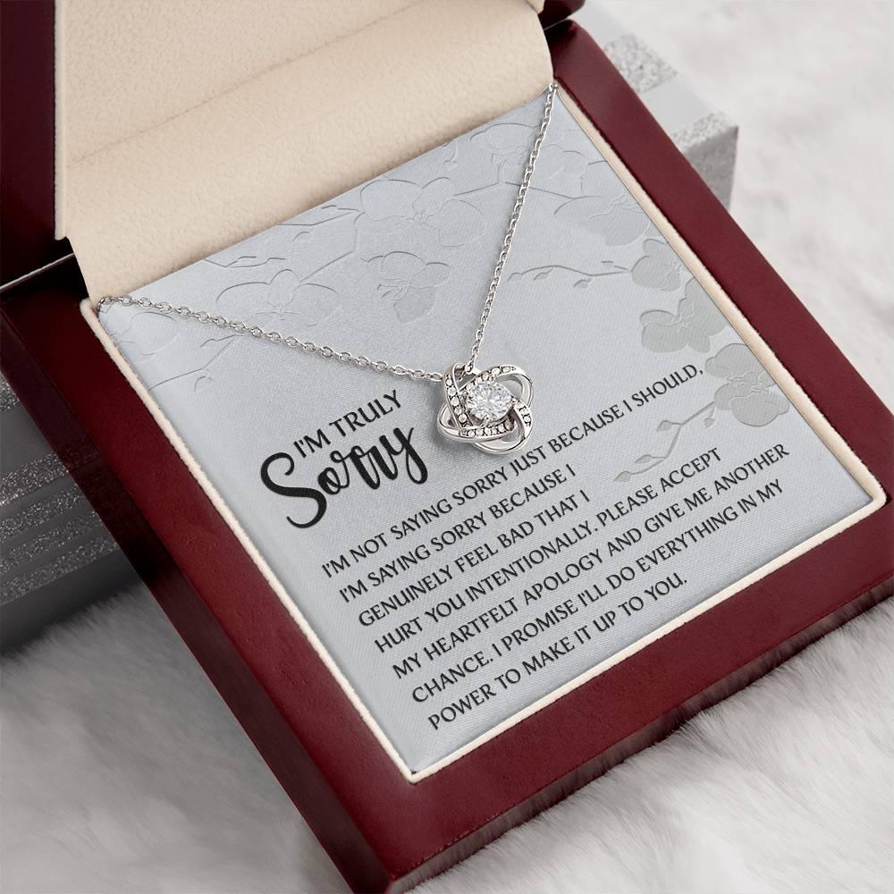 Apology Gift for Girlfriend, Wife, Soulmate - Sorry, Feel Bad - Love Knot Pendant Necklace - Mallard Moon Gift Shop