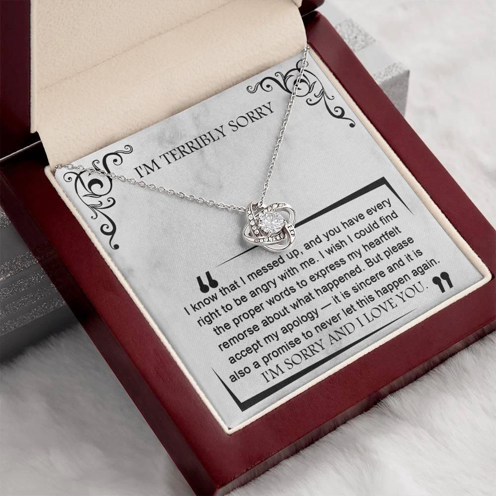 Apology Gift for Girlfriend, Wife, Soulmate - Sorry, Angry With Me - Love Knot Pendant Necklace