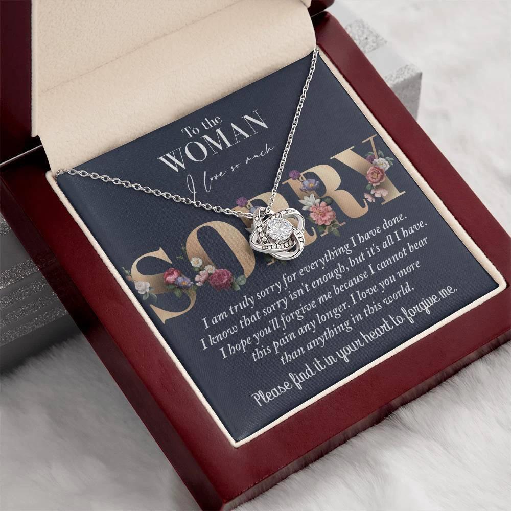 Apology Gift for Girlfriend, Wife, Soulmate - Sorry, Bear This Pain - Love Knot Pendant Necklace