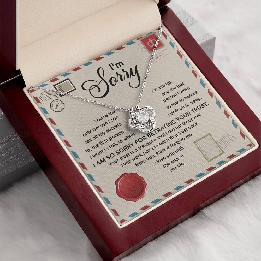 Apology Gift for Girlfriend, Wife, Soulmate - Sorry, The Only Person - Love Knot Pendant Necklace - Mallard Moon Gift Shop