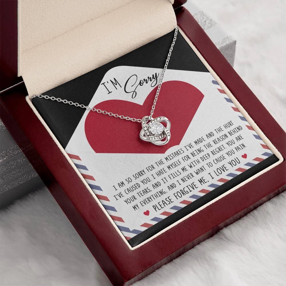 Apology Gift for Girlfriend, Wife, Soulmate - Sorry, Behind Your Tears - Love Knot Pendant Necklace