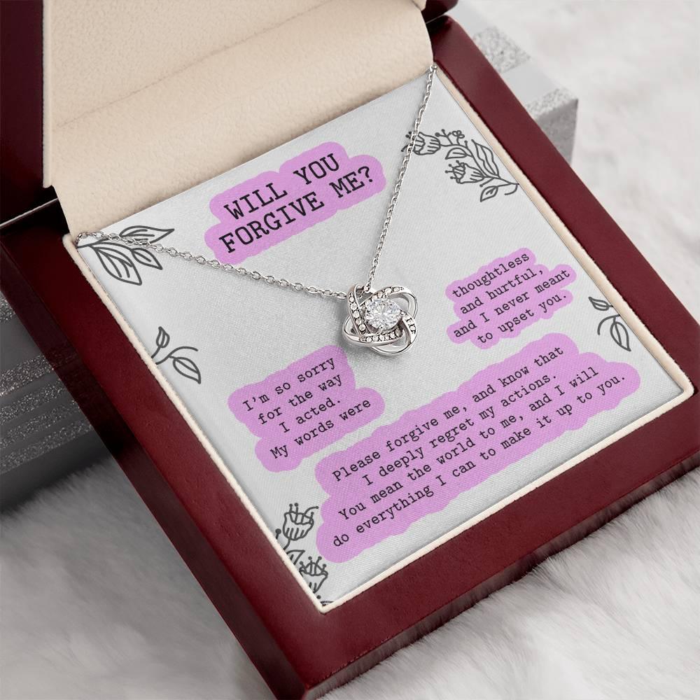 Apology Gift for Girlfriend, Wife, Soulmate - Sorry, Never Meant To Upset You - Love Knot Pendant Necklace - Mallard Moon Gift Shop