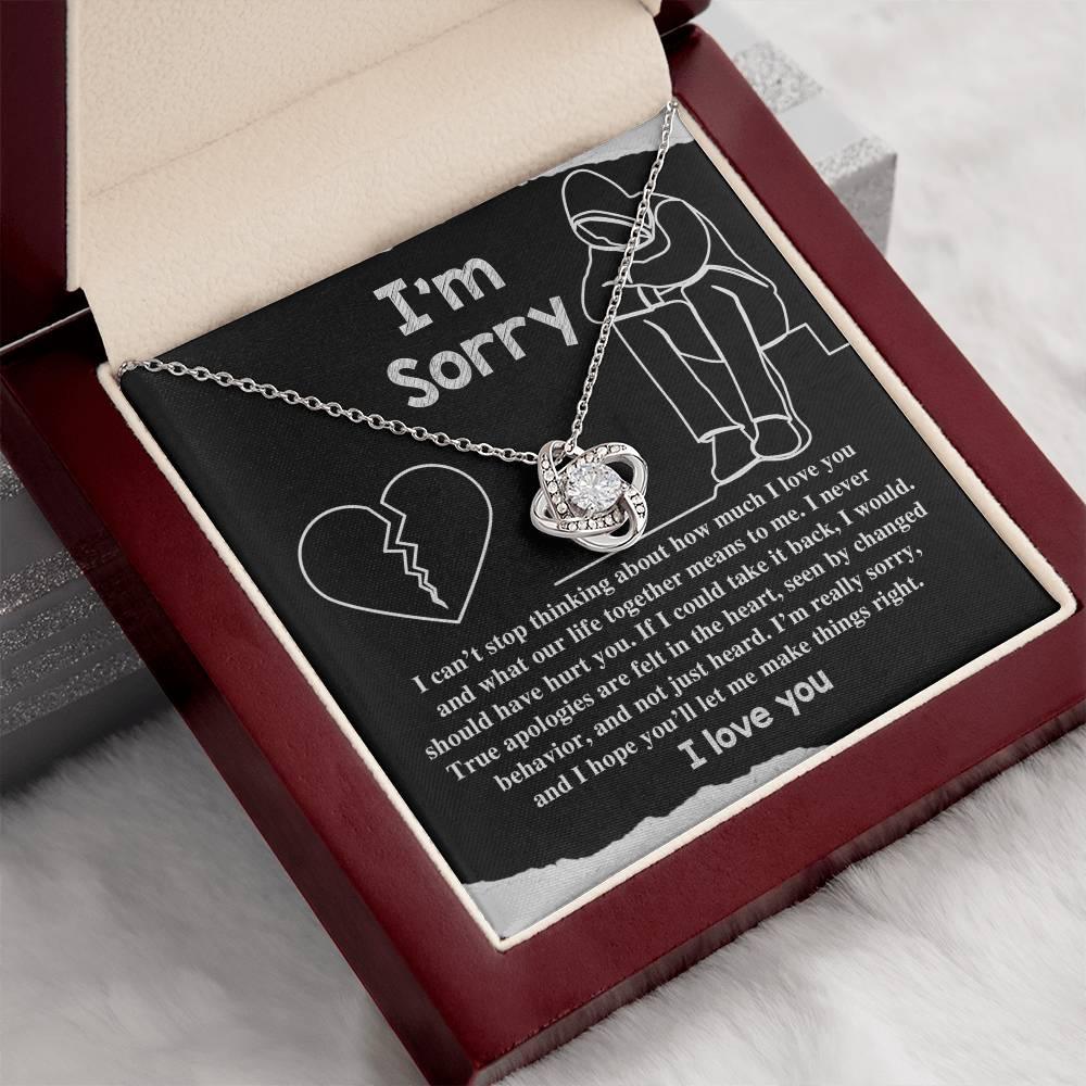 Apology Gift for Girlfriend, Wife, Soulmate - Sorry, Not Just Heard - Love Knot Pendant Necklace - Mallard Moon Gift Shop