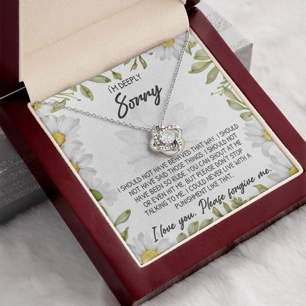 Apology Gift for Girlfriend, Wife, Soulmate-Sorry, Please Don't Stop Talking - Love Knot Pendant Necklace