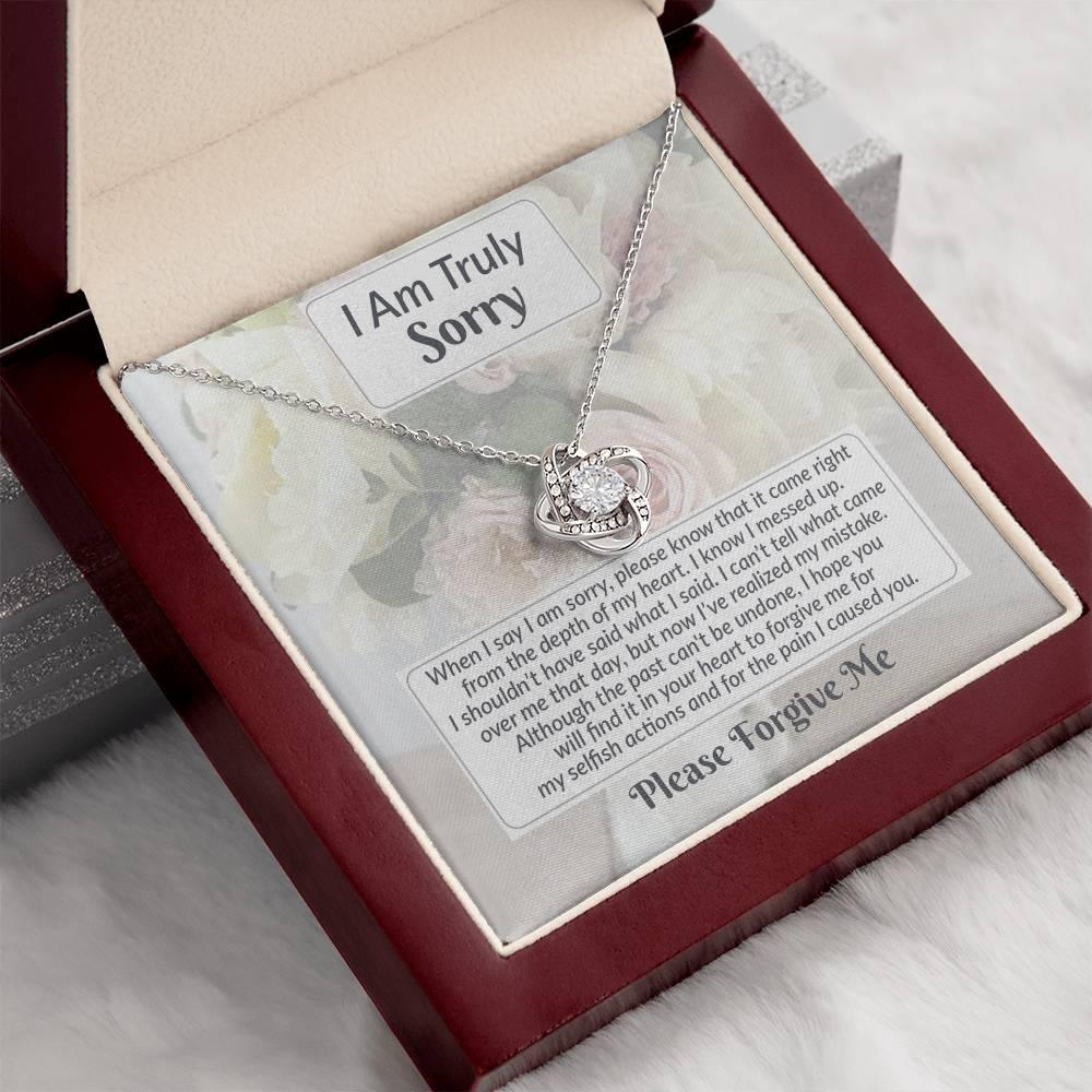 Apology Gift for Girlfriend, Wife, Soulmate - Sorry, What I Said - Love Knot Pendant Necklace - Mallard Moon Gift Shop