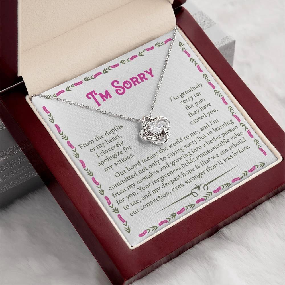 Apology Gift for Girlfriend, Wife - Sorry, For the Pain I Caused - Love Knot Pendant Necklace